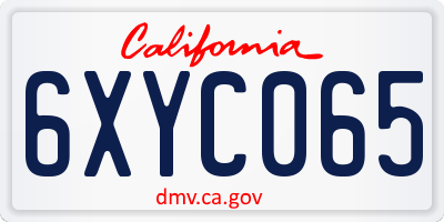 CA license plate 6XYC065