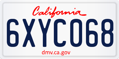CA license plate 6XYC068