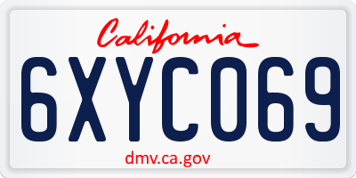 CA license plate 6XYC069