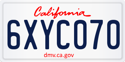CA license plate 6XYC070