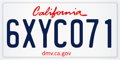 CA license plate 6XYC071