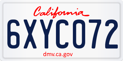CA license plate 6XYC072