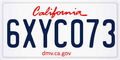 CA license plate 6XYC073