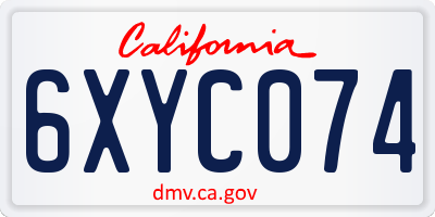 CA license plate 6XYC074