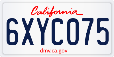CA license plate 6XYC075