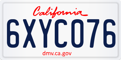 CA license plate 6XYC076