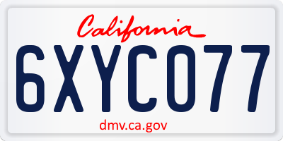 CA license plate 6XYC077
