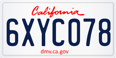 CA license plate 6XYC078