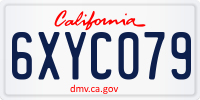 CA license plate 6XYC079