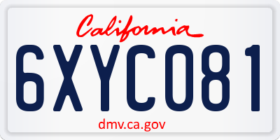 CA license plate 6XYC081