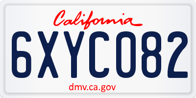CA license plate 6XYC082