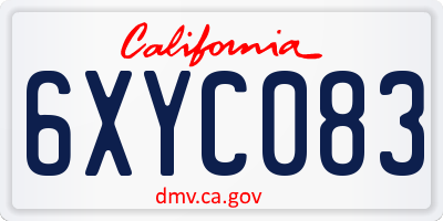 CA license plate 6XYC083