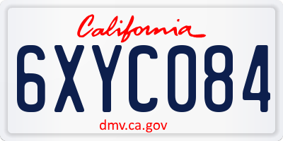CA license plate 6XYC084