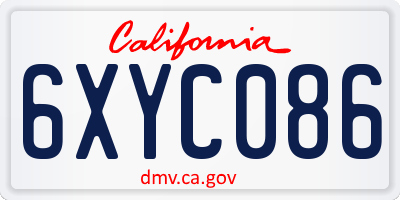 CA license plate 6XYC086