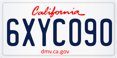 CA license plate 6XYC090
