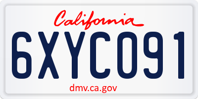 CA license plate 6XYC091