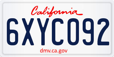 CA license plate 6XYC092