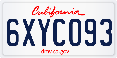 CA license plate 6XYC093