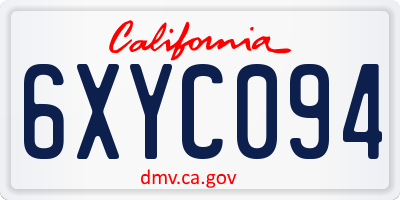 CA license plate 6XYC094