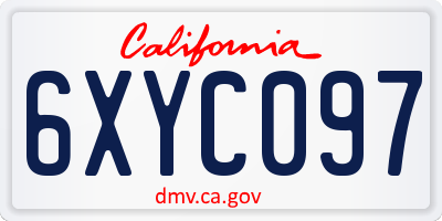 CA license plate 6XYC097