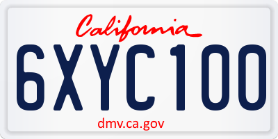 CA license plate 6XYC100