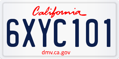 CA license plate 6XYC101