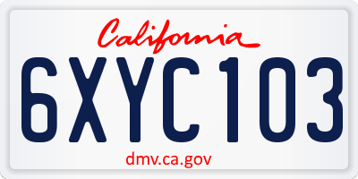 CA license plate 6XYC103