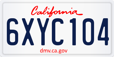 CA license plate 6XYC104