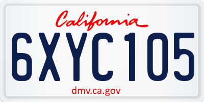 CA license plate 6XYC105