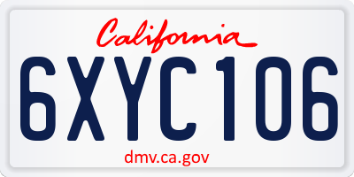 CA license plate 6XYC106