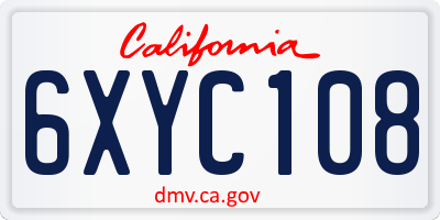 CA license plate 6XYC108