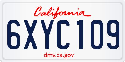 CA license plate 6XYC109