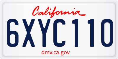CA license plate 6XYC110