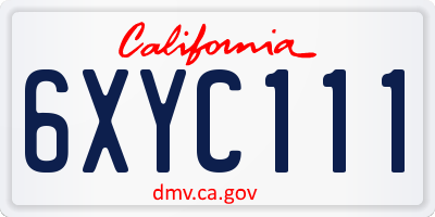 CA license plate 6XYC111