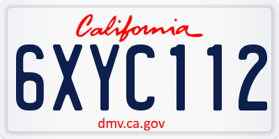 CA license plate 6XYC112