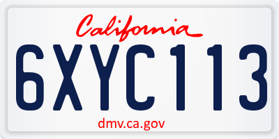CA license plate 6XYC113