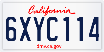 CA license plate 6XYC114