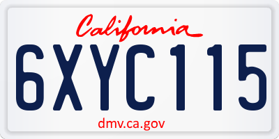 CA license plate 6XYC115