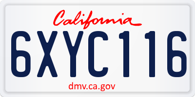 CA license plate 6XYC116