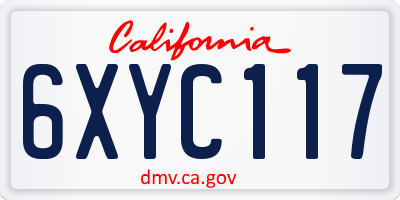 CA license plate 6XYC117