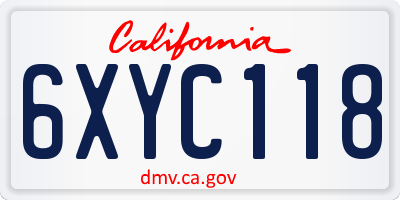 CA license plate 6XYC118