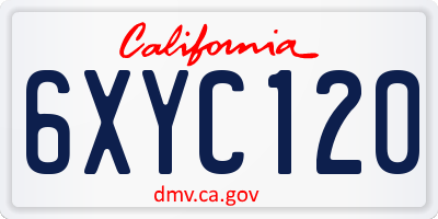 CA license plate 6XYC120