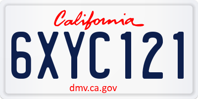 CA license plate 6XYC121