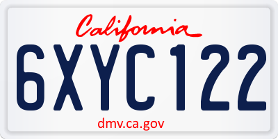 CA license plate 6XYC122