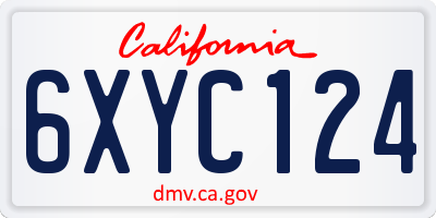 CA license plate 6XYC124