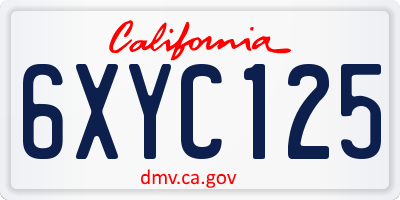 CA license plate 6XYC125