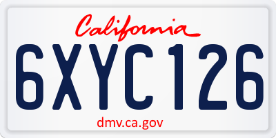 CA license plate 6XYC126