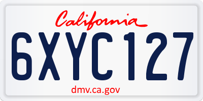 CA license plate 6XYC127
