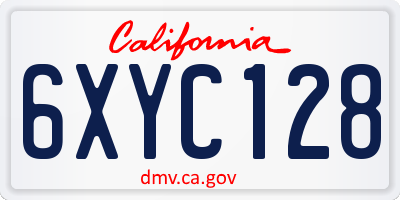 CA license plate 6XYC128