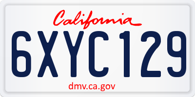 CA license plate 6XYC129